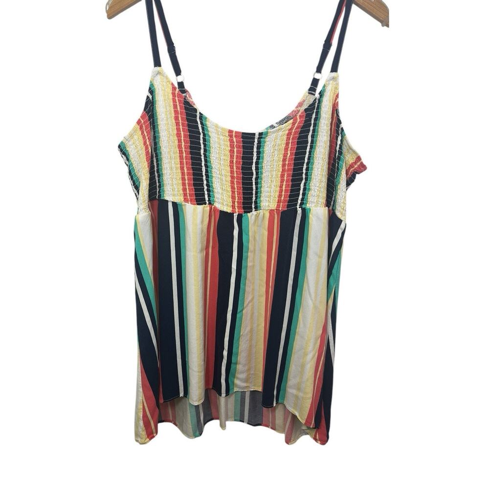 Torrid Cami Top 2X Babydoll Striped Smocked Sleeveless Y2K Multicolor Festival 2